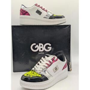 Womens Size 8 / Girls 6.5Y GBG Guess Rigster 2" Platform Yellow Pink White Snake
